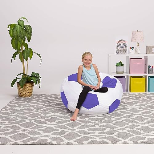 Miniatura 275 de Posh Funda de Silla Puf Rellenable para Almacenamiento de Animales de Peluche para Niños - Organizador de Juguetes Infantiles, Grande-38 - Lona