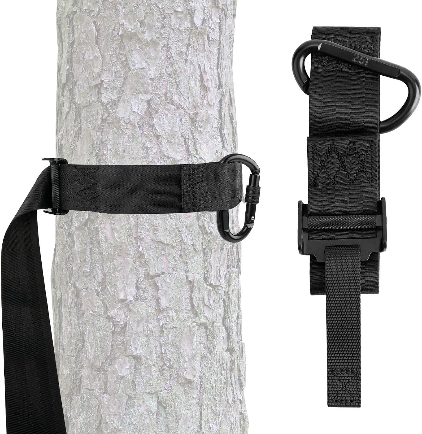 Quick-Connect Treestrap for Hunter Safety System Climbing and Hunting Gear | Hunting Safety Harness Tree Strap for Climbing Stand with Heavy Duty Locking Hook, Adjustable Length, Easy to Use
