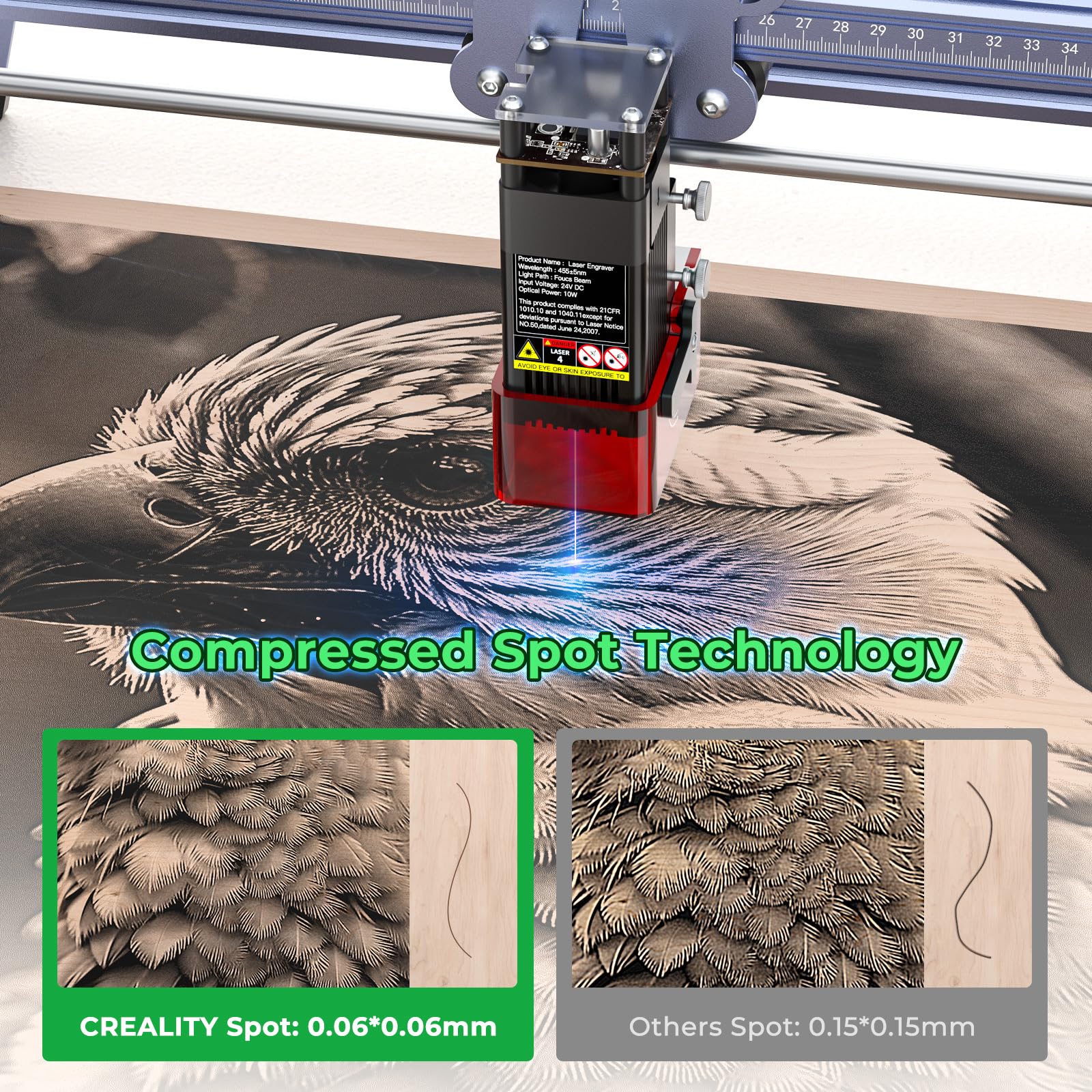 Creality Falcon Macchina per incisore laser 5W, taglierina laser ad alta precisione da 0,06 mm da 72 W e macchina per incisione per legno in pelle vetro acrilico, 10000 mm/min, uso offline, incisore