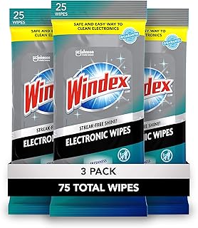 Windex Electronics Screen Wipes for Computers, Phones, Televisions and More, 25 count - Pack of 3 (75 Total Wipes)