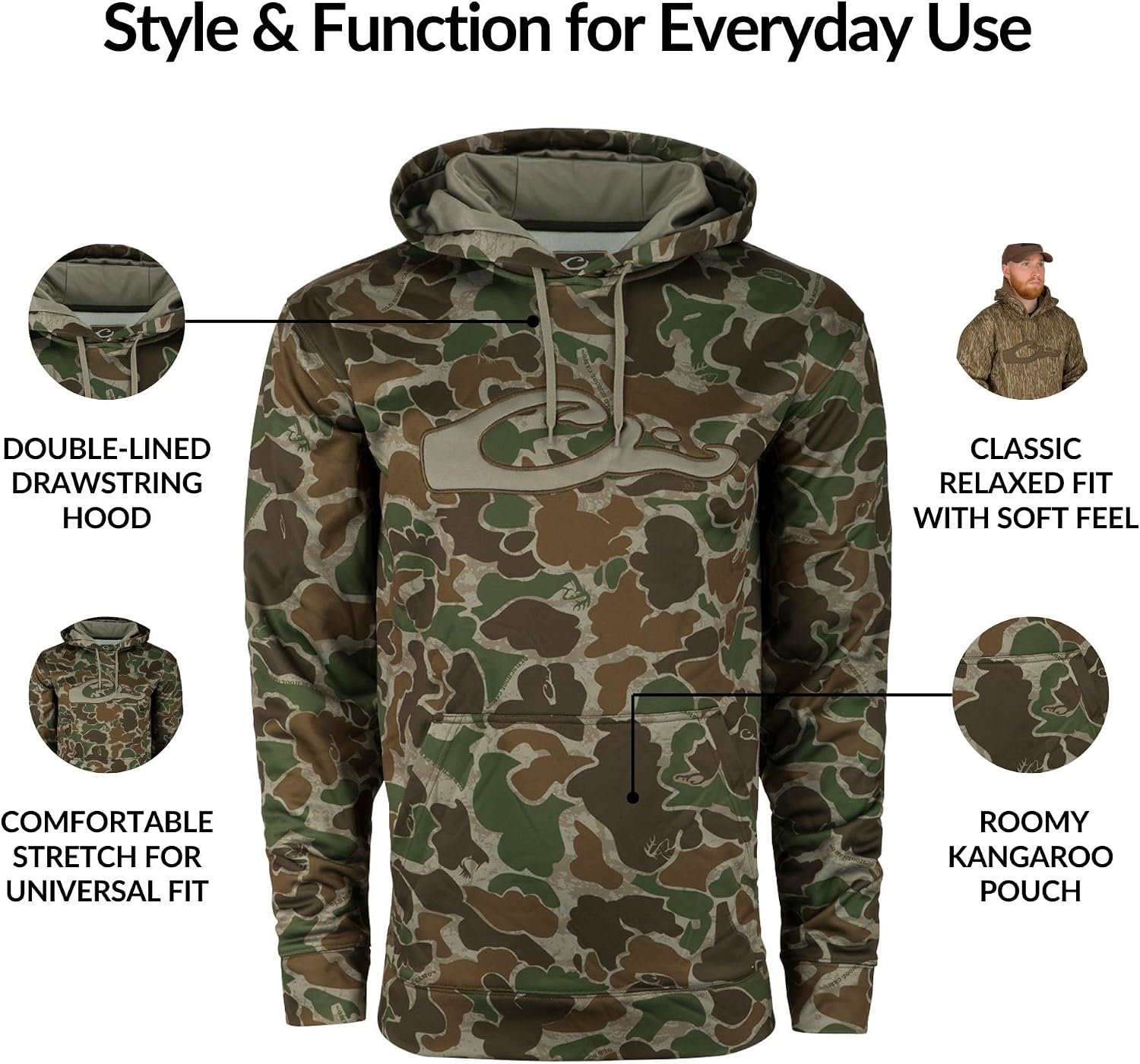 Drake Waterfowl® MST Performance Camouflage Hoodie, Double-Lined Hood, Cotton/Poly Blend, and Kangaroo Pouch for Comfort