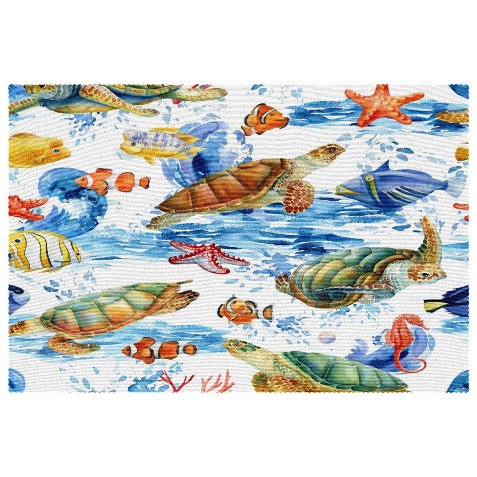 Set de table de salle à manger lot de 6 motif tortue et dauphin 30x45cm