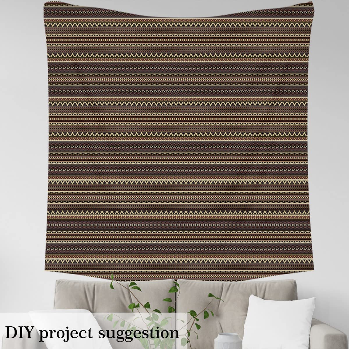 Tela geométrica para tapicería de The Yard Ethnic Tribal Culture Theme Tela para tapicería y hogar, proyectos de bricolaje, geometría, líneas triangulares, tela impermeable al aire libre, 10 yardas (