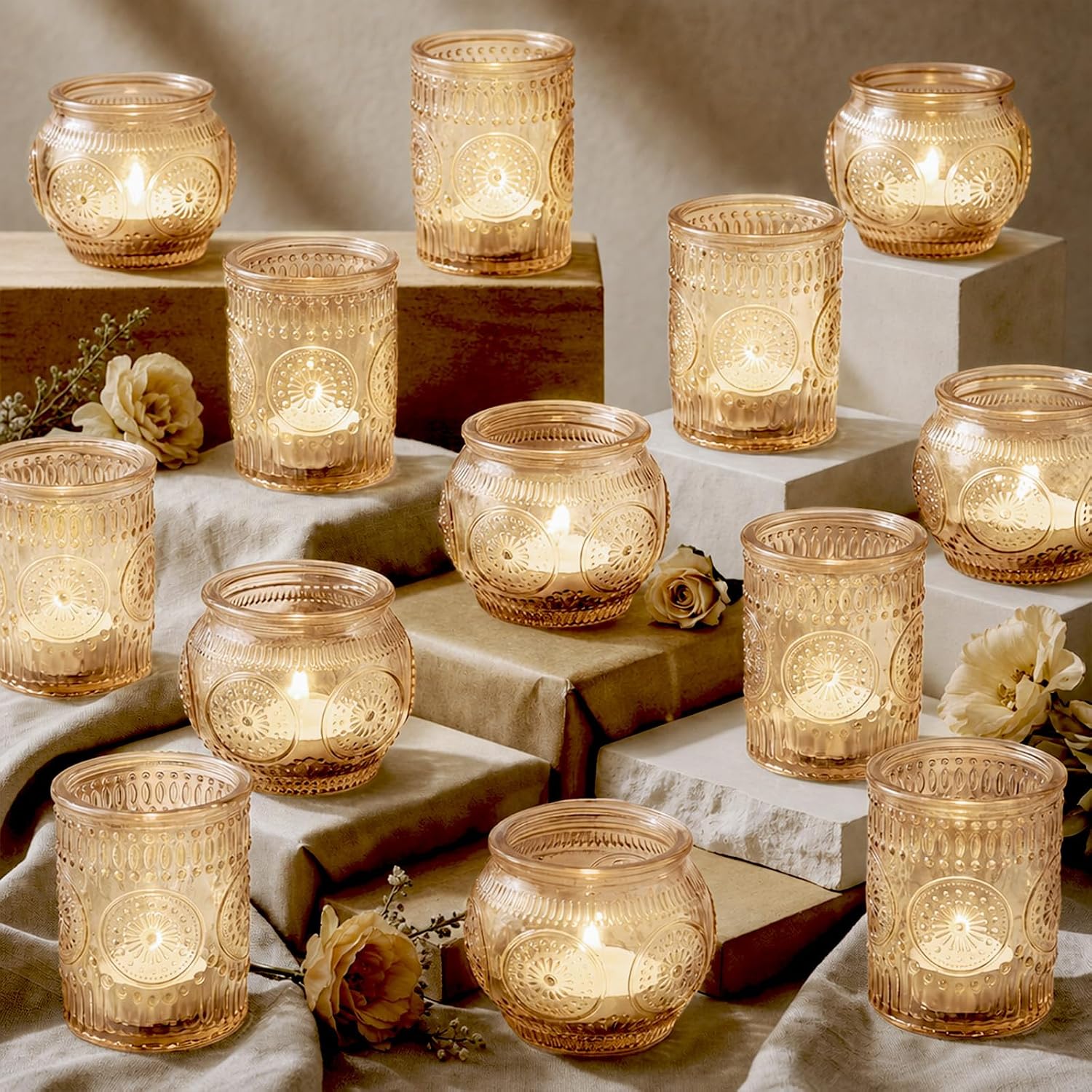 24PCS Clear Votive Candle Holders