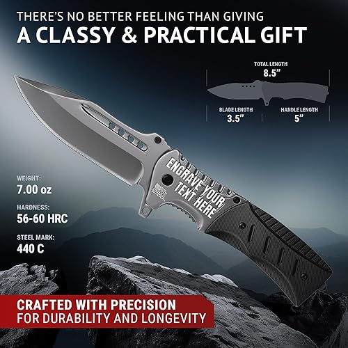 Miniatura 21 de Navaja de bolsillo con cuchillos plegables sostenidos por resorte, navajas tácticas militares EDC; mejor navaja para camping, caza, pesca, 1. Madera