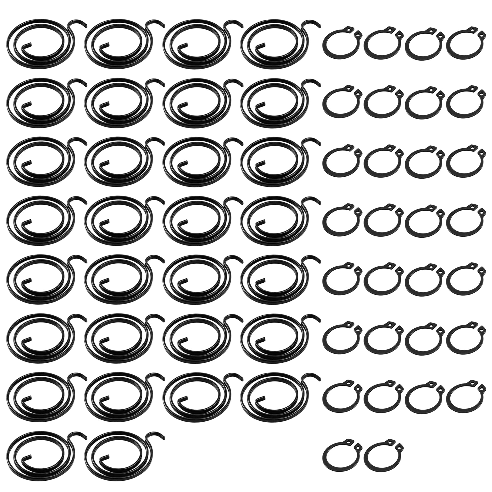CHEUNGR 30 Pack Door Handle Springs Replacement, 2 Turns Handle Spring Coil 2mm Thick Plus 30 Circlips for Internal Home and Office Door Handles Replacement Fix