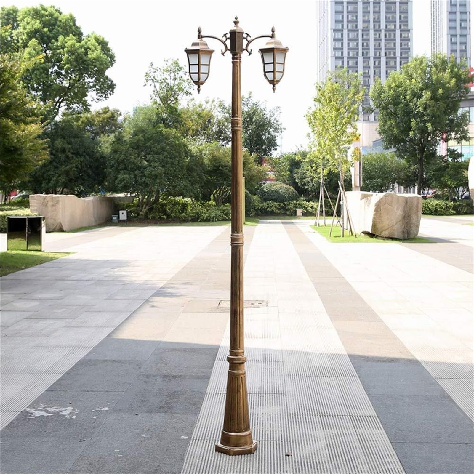 Lampy Solarne Na Słupku, Zewnętrzne Lampy Na Słupku, 2-Punktowe Oświetlenie Słupka Ogrodzeniowego P65, Wodoodporne, Europejskie Oświetlenie Ogrodowe W Stylu Wiktoria,One Color-Height 225cm