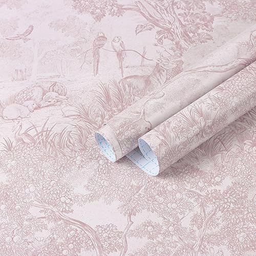 Miniatura 42 de Ismoon Papel tapiz azul de 17.3 x 78.7 pulgadas, papel de pared neutro para despegar y pegar, vintage, extraíble, autoadhesivo, animales