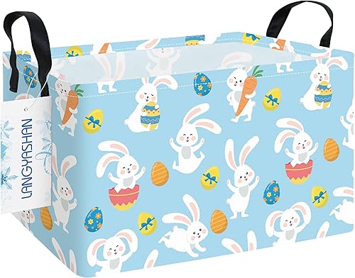 Miniatura 36 de Langyashan - Cesta de tela rectangular con asas para almacenamiento y organización del hogar, la cocina, juguetes de los niños, la oficina, el