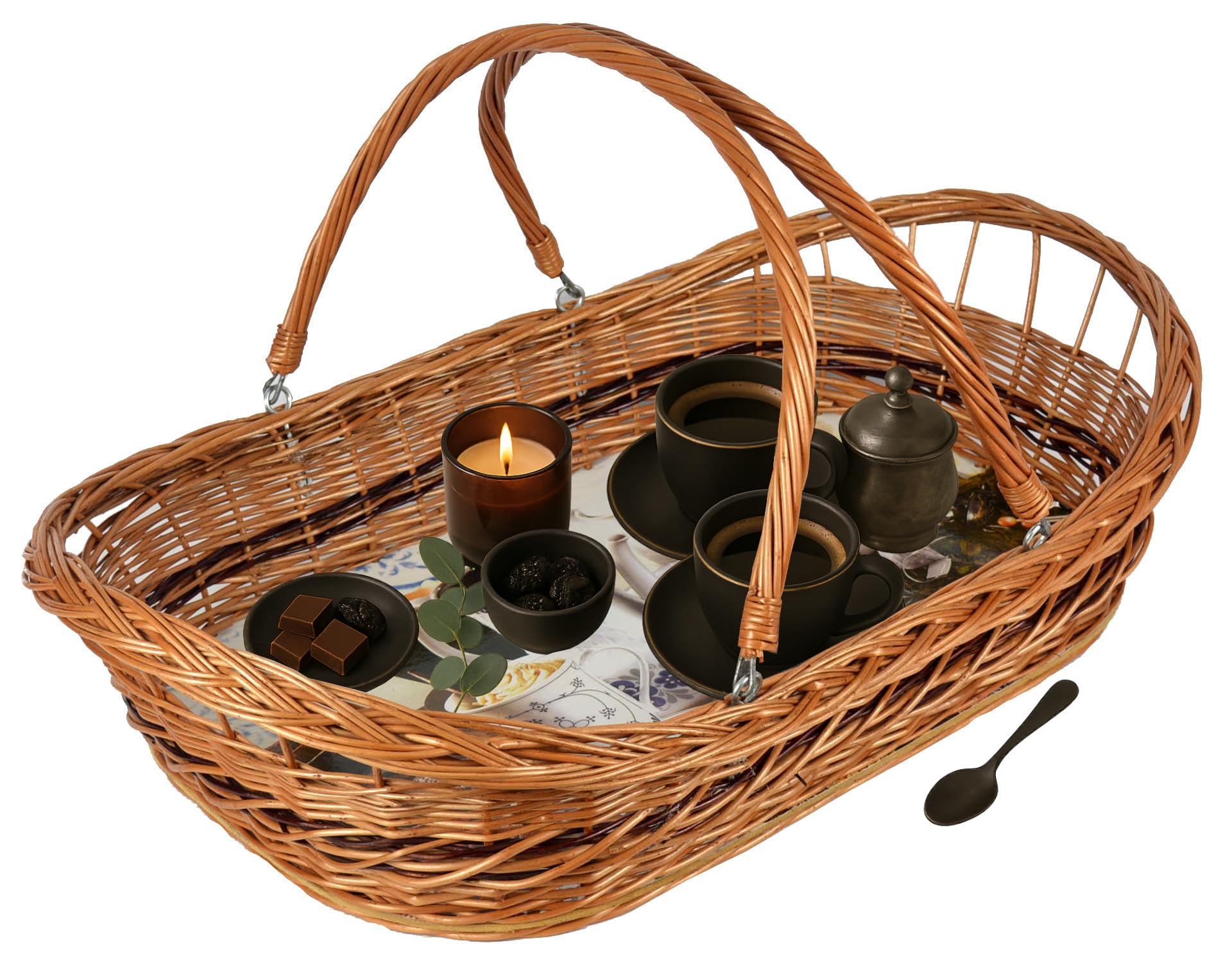 Tablett mit Henkel klappbar Motiven zur Auswahl!! 60cm! Weide Serviertablett (Kaffee Hell) Küche, Haushalt & Wohnen
