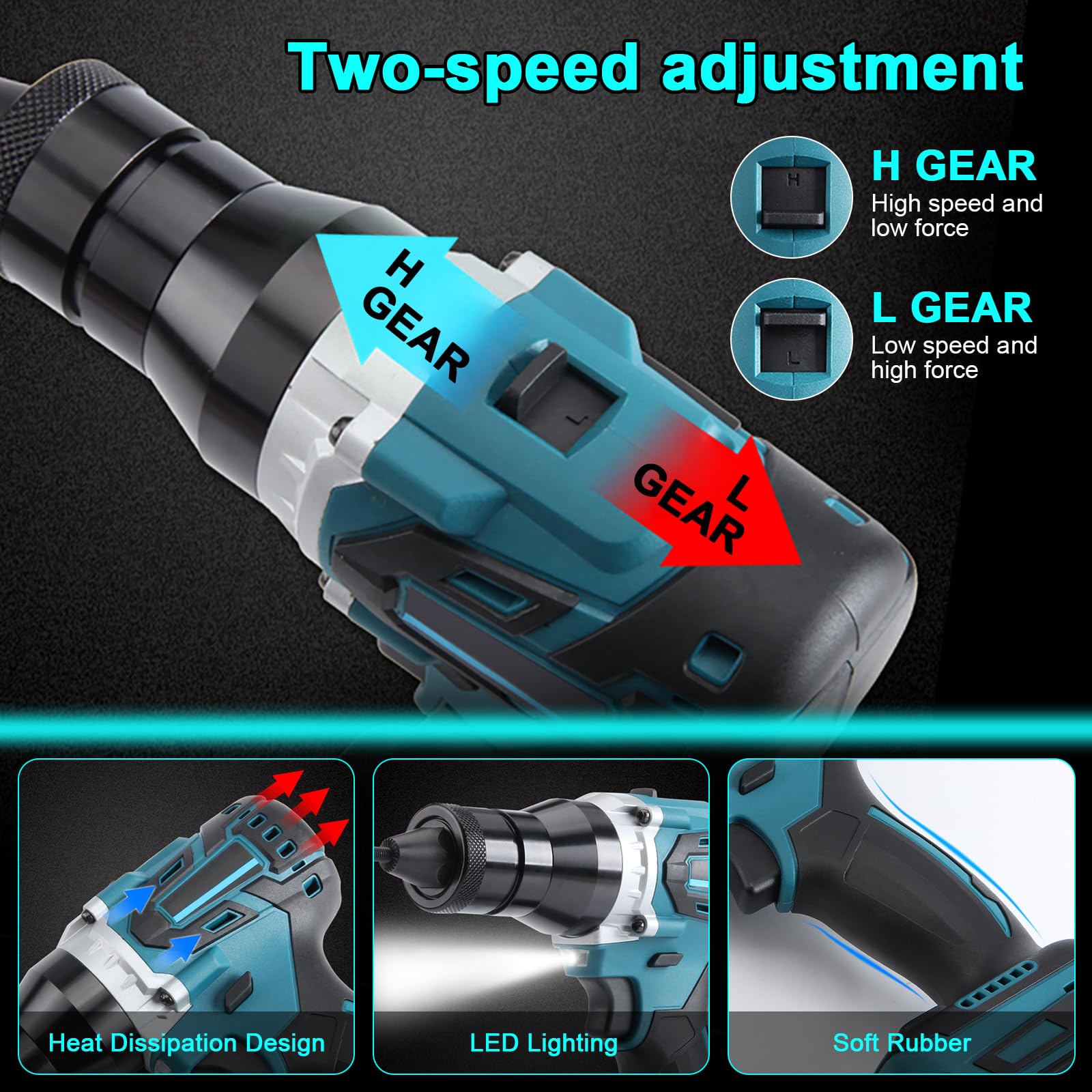 LIROPAU Remachadora de batería compatible con Makita 18V-26V Batería | Herramienta de remachado eléctrico sin escobillas con dos modos con cabezal de remache M6 (sin batería, sin cargador)