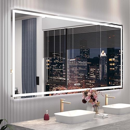 Miniatura 99 de Espejo LED de baño, 36 x 36 pulgadas con luz frontal y retroiluminada, antiniebla, espejo de tocador de baño para pared, función de memoria