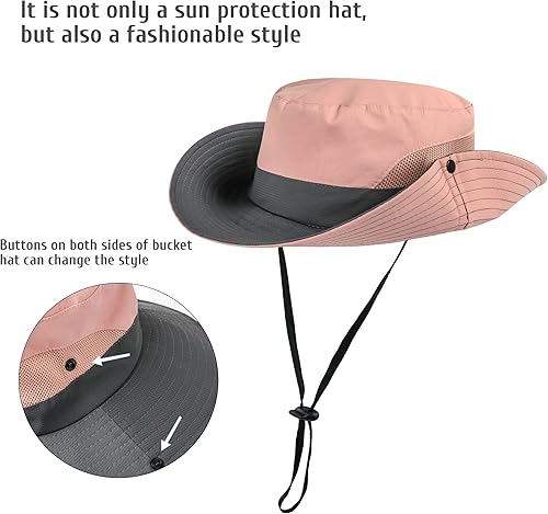 Miniatura 3 de Sombrero de sol para mujer con agujero para cola de caballo sombrero de sombra con protección UV malla plegable ala ancha sombrero de pesca para