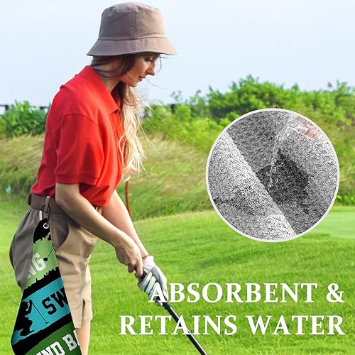 Miniatura 5 de Swooflia Toalla de golf con clip para bolsas de palos de golf para hombres y mujeres, accesorios de golfistas, regalos divertidos para encontrar