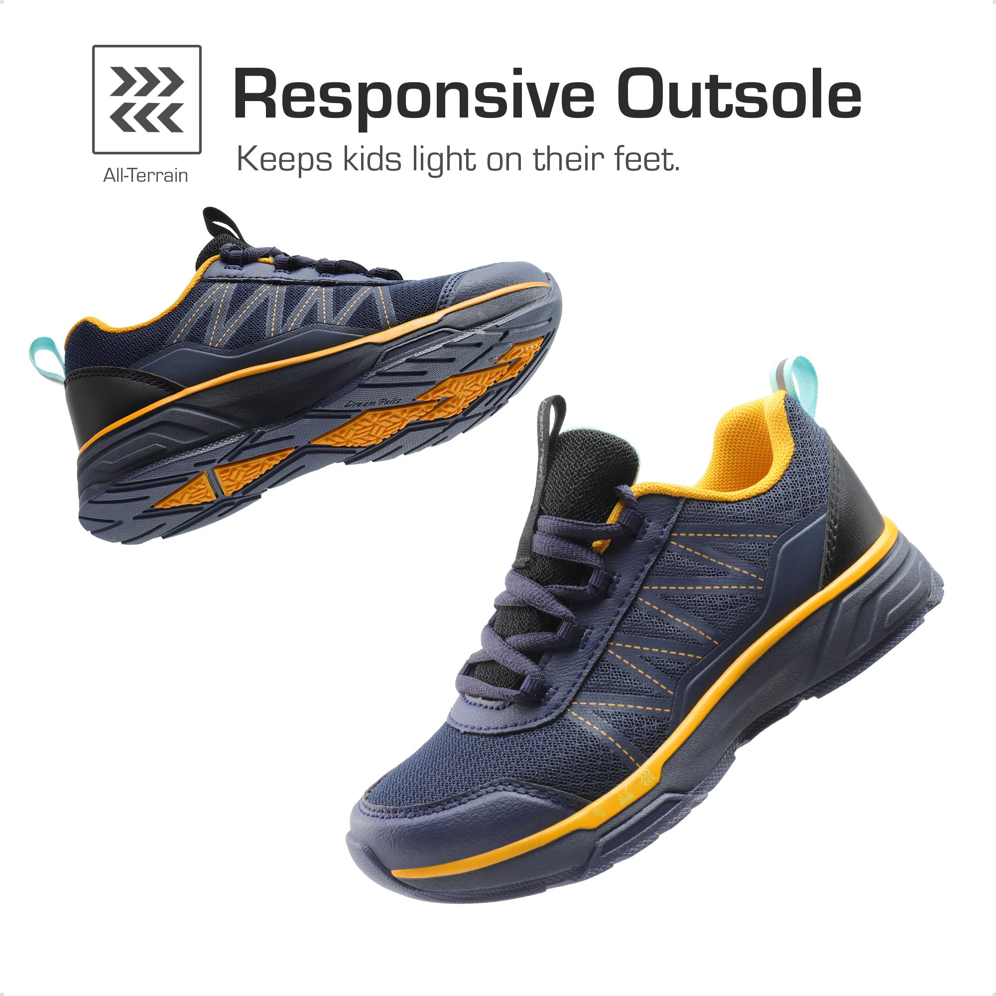 DREAM PAIRS DuraPlay Chaussures de tennis antidérapantes pour garçons et filles Chaussures de sport légères à lacets pour petit/grand enfant