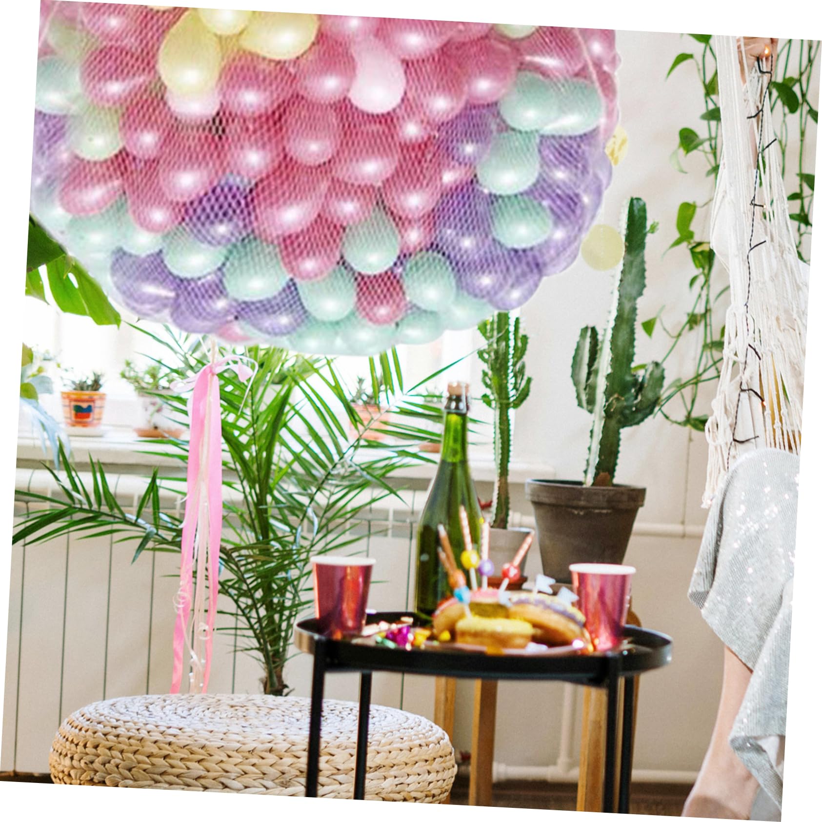 Party Ballon Regennetz 500 Stück aus Kunststoff, Weiß | Halloween Feier, Latex Luftballons Schützen, Ballonfallnetz für Outdoor Start, Organisator des Ballonregens