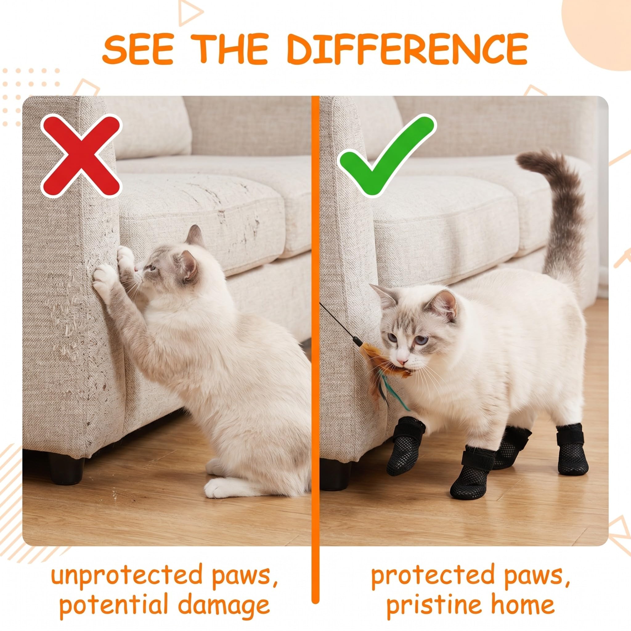 4 Pzs Protectores De Uñas Para Perros, Gatos,Guantes Para Gatos A Prueba De Arañazos, Protector Ajustable De Malla Para Uñas De Gato, Antideslizantes (L/4-7Kg)