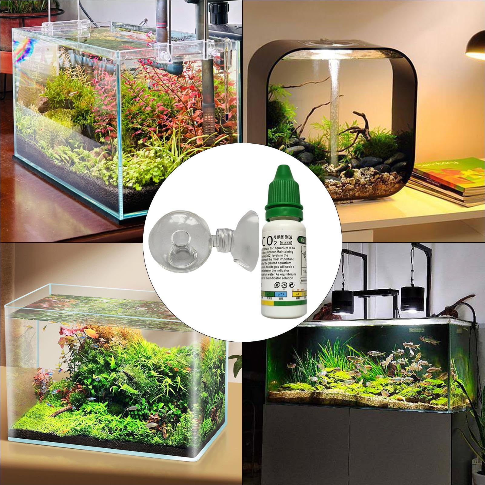 2 Pezzi Tester CO2 Per Acquario - Controllore A Goccia Per Monitorare L'Anidride Carbonica