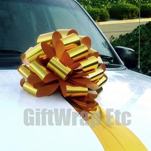 Miniatura 3 de Lazo grande de regalo dorado metálico  14 pulgadas de ancho, decoración de puerta delantera, totalmente montado, cumpleaños, aniversario, boda,