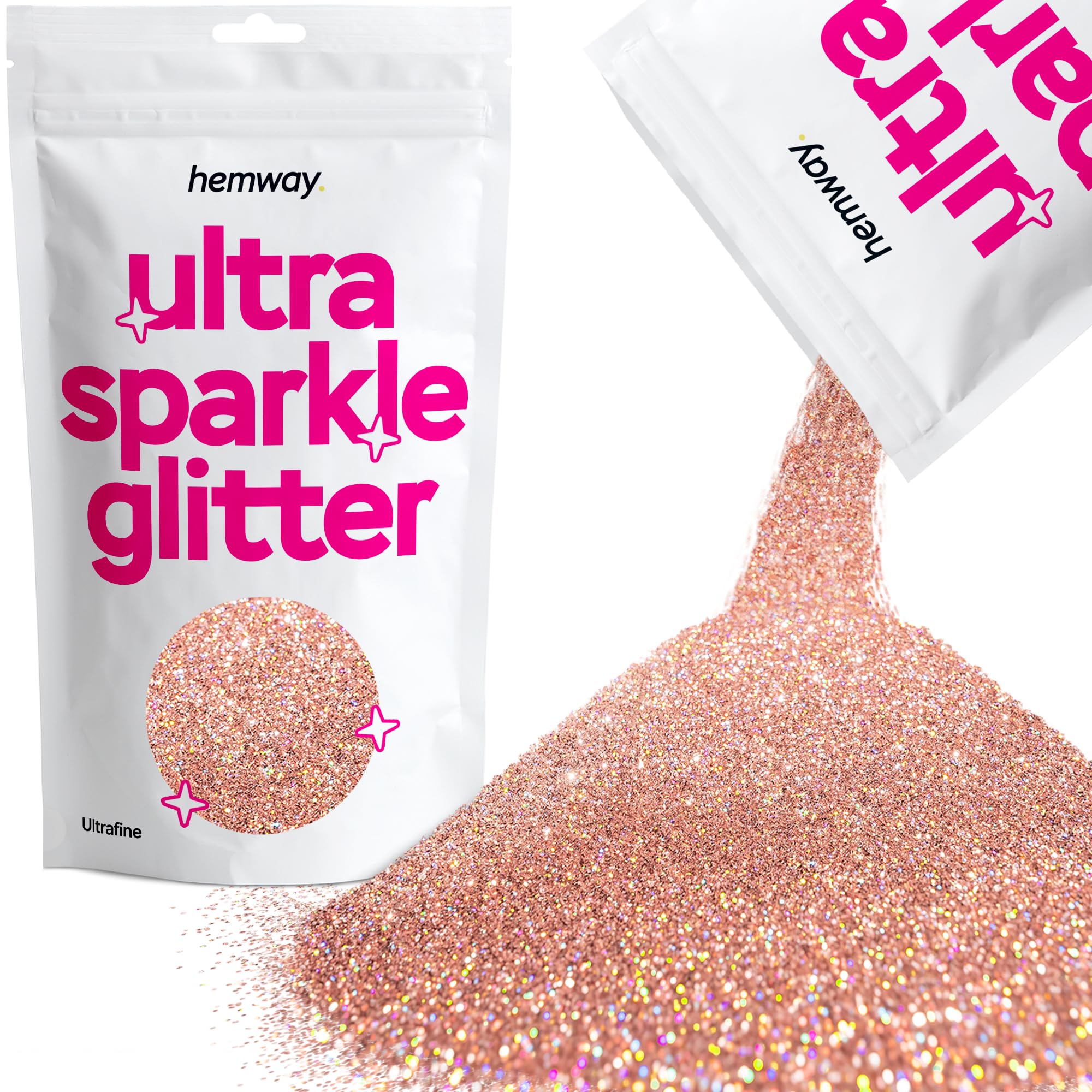 Hemway Ultra Sparkle Glitter Baby Pink Iridescent 100g Fine | Glitter for Arts & Craft, Makeup, Nail Art, Crafting, Card Making, Sparkle Decoration — view 59