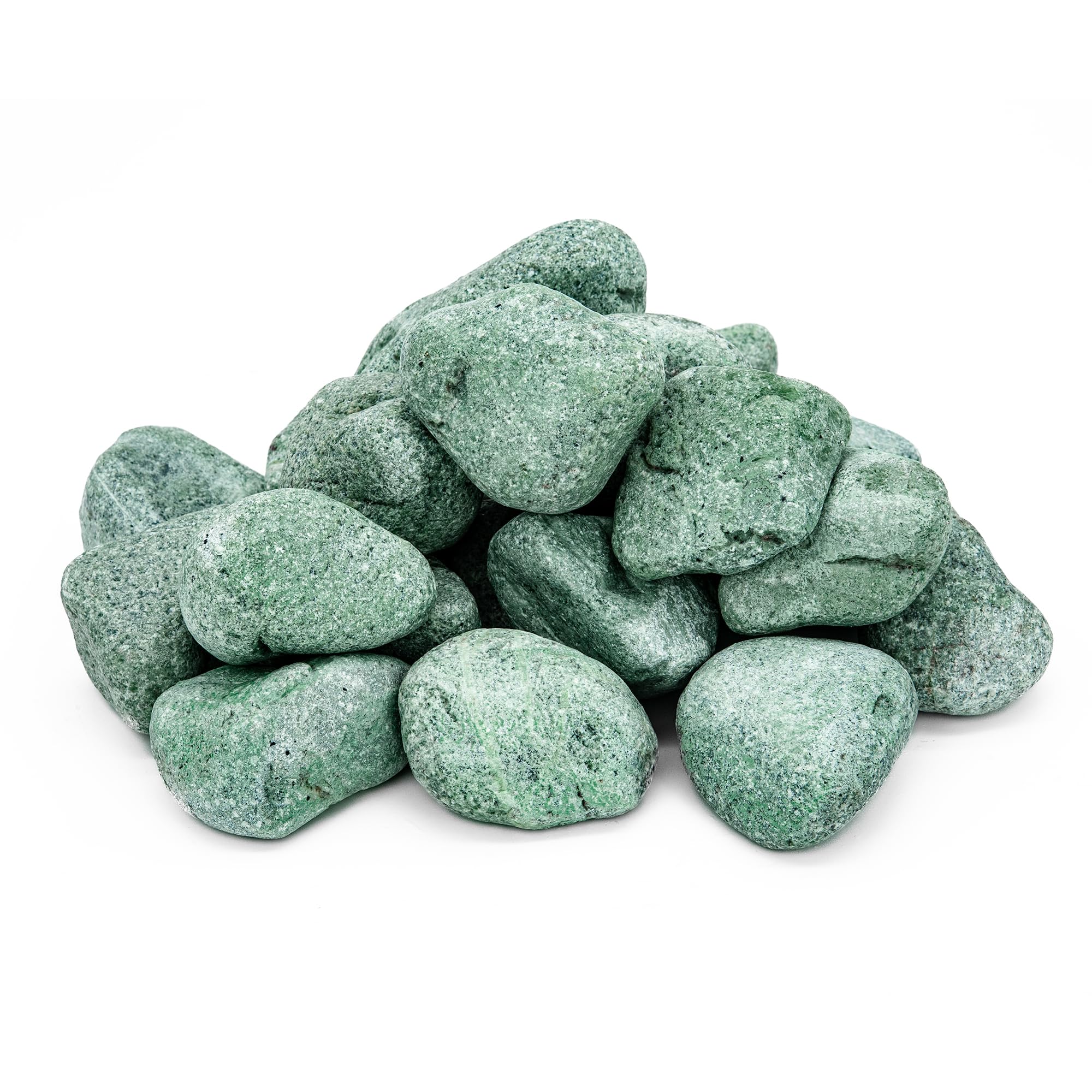 Saunasteine Jadeit 15 kg – Abgerundet, 5–10 cm | Höchste Haltbarkeit, Langanhaltende Wärme | Für Elektro- & Holz-Saunaöfen