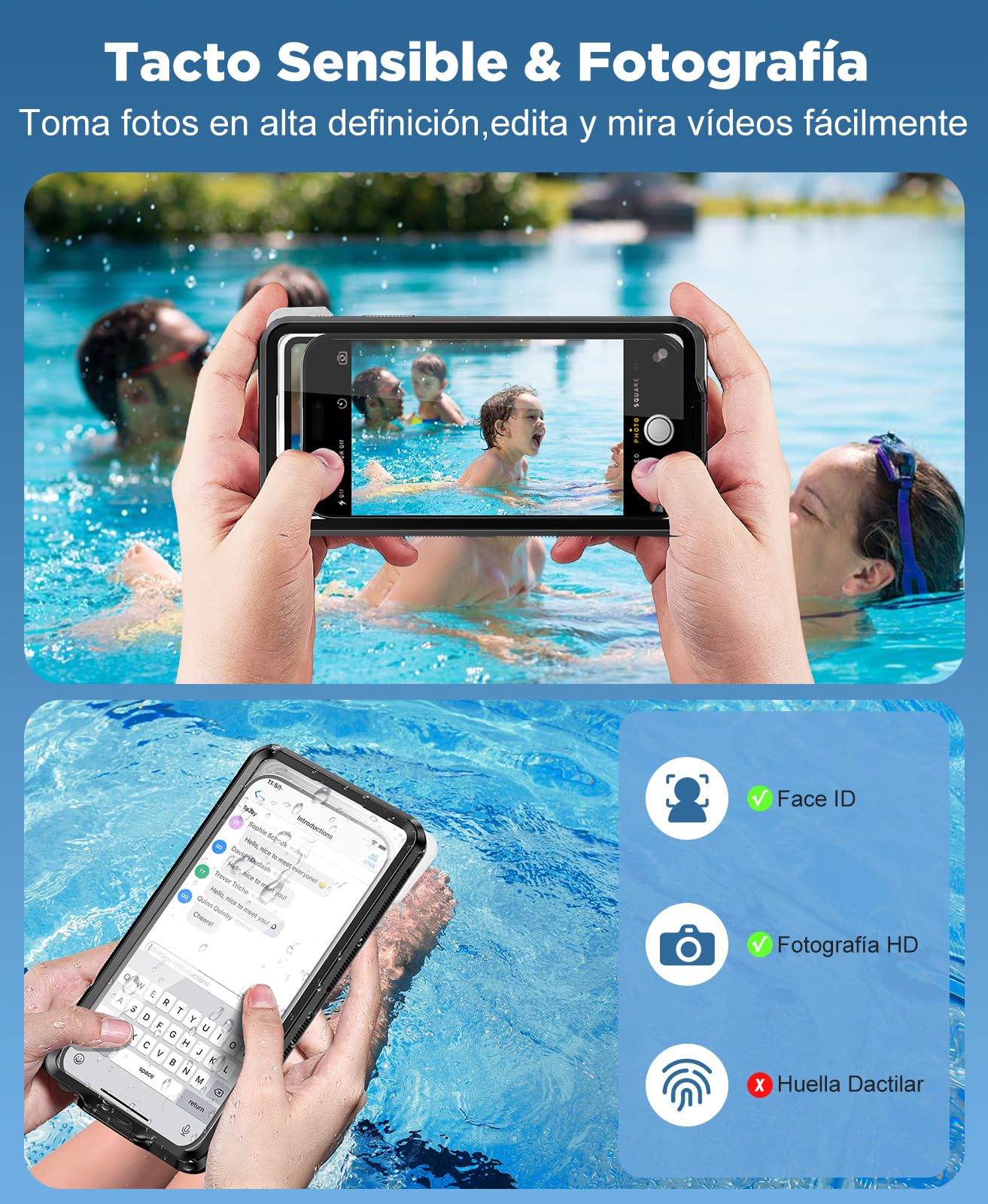 Beeasy Funda Impermeable Móvil Universal, Buceo Profesional IPX8 30M Subacuático Carcasa de Fotografía, Bolsa Acuatica Sumergible para iPhone Samsung Xiaomi Huawei, para Playa Submarinismo Surf
