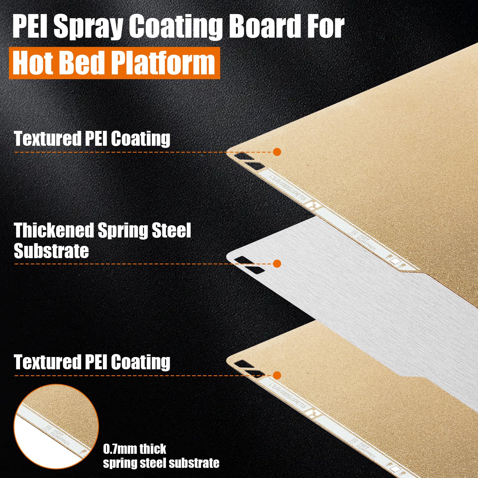 PEI Druckplatte 257x257mm Druckplatte für Bambulab Lab P2S X1 X1C X1E A1 P1P P1S, Gefrostet Textured 3D-Drucker-Plattformen mit 0,7 mm Federstahlplattenbasis (1 PCS)
