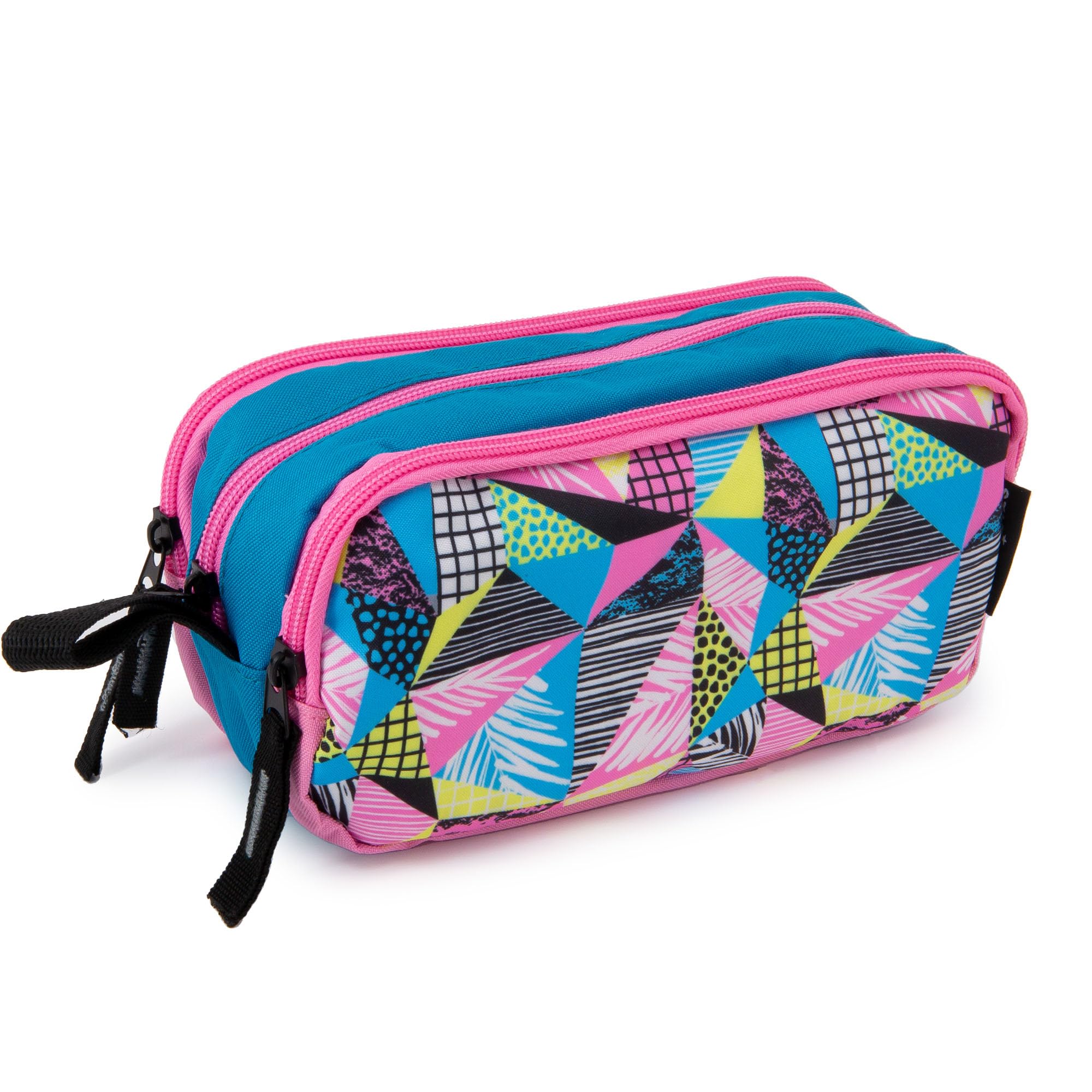 Starplast Estuche Escolar Porta Todo, 3 Cremalleras, 3 Compartimentos, Gran Capacidad, Multiuso, para Uso Escolar, Trabajo, Universidad - TRIÁNGULOS