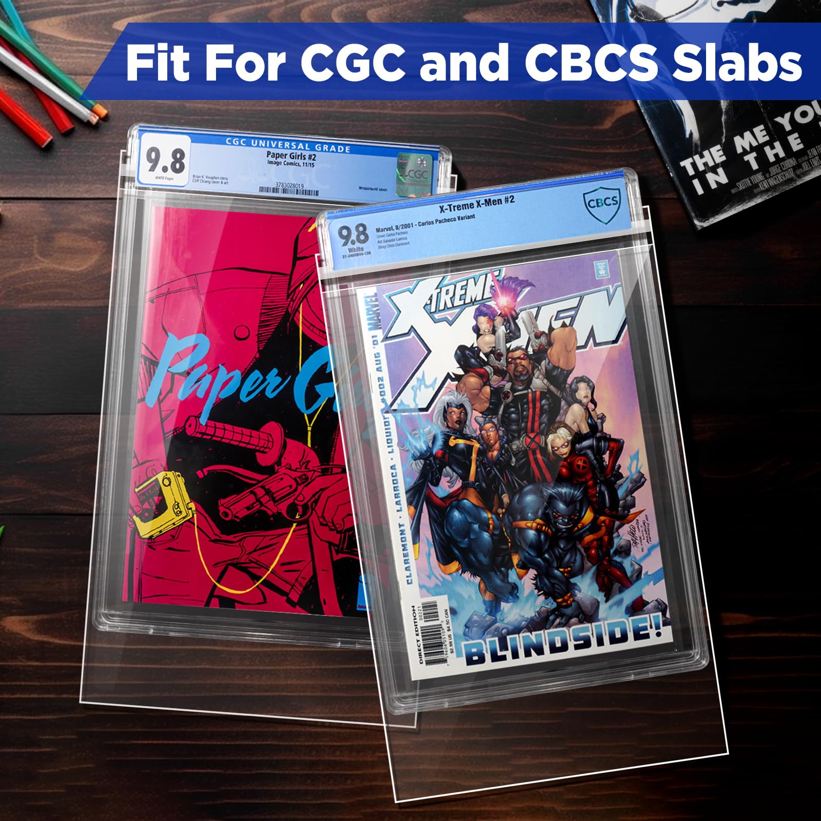 Graded Comic Book Bags - Comic Book Sleeves for CGC and CBCS Slabs, Acid-Free Archival Quality Resealable Comic Book Protector Pack of 50