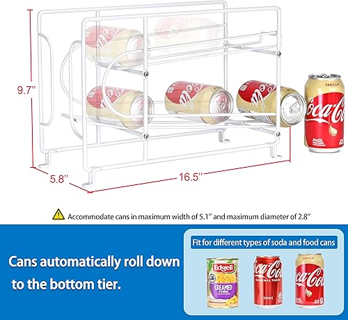 Miniatura 3 de SUFAUY - Organizador apilable para latas de refrescos y bebidas, paquete de 2 unidades para despensa o refrigerador, color blanco