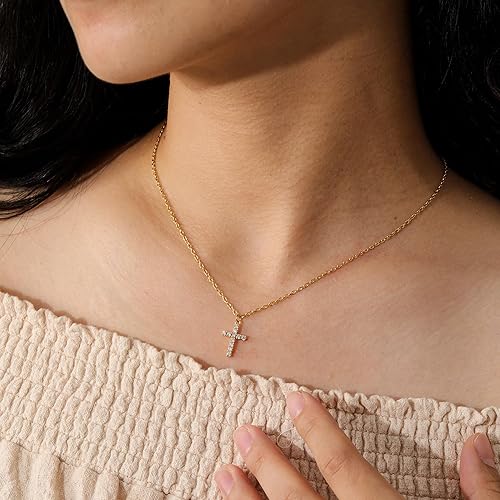 Miniatura 4 de Delicado collar de cruz dorada para mujer, regalo de cruz para nieta, hija, mamá, abuela, sobrina, mejores amigas, hermana, gargantilla pequeña con