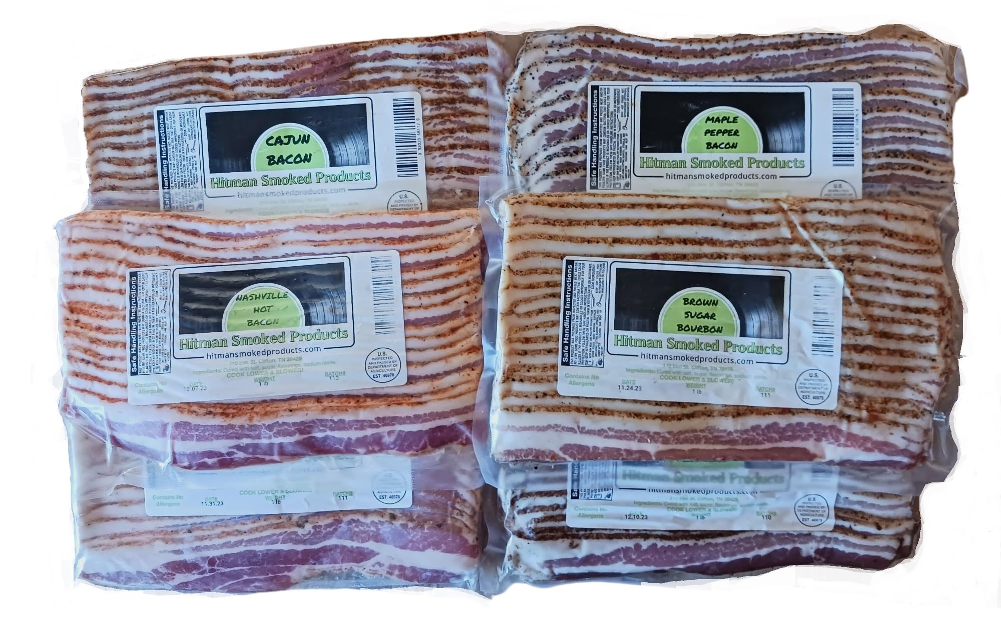 Bacon Freak 6 Pack Dry Cured Gourmet Bacon Combo 96 Ounces Total