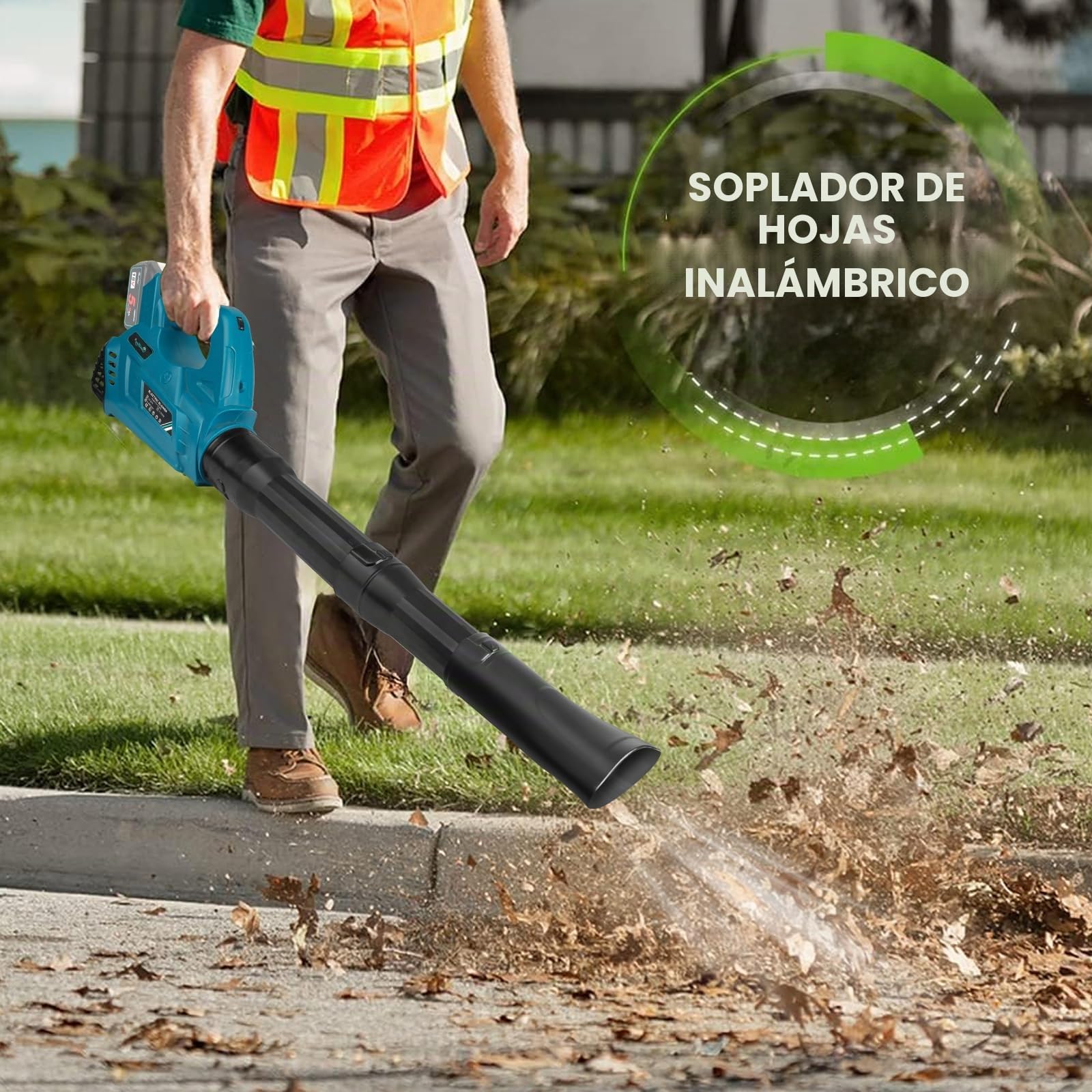 Waitley Soplador para Baterías Makita 18V, 297 km/h, 6 Velocidades | Flujo de aire de hasta 297 km/h, 6 velocidades, tubo desmontable y soporte de pared. Sin batería ni cargador