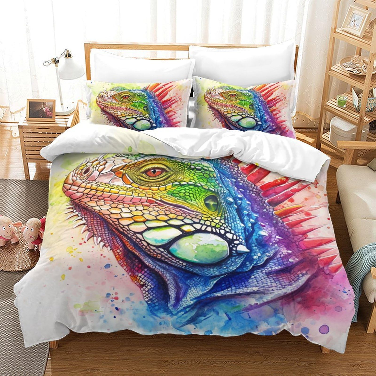 Parure de lit lézard 3D microfibre ultra douce pour un sommeil frais 200x200