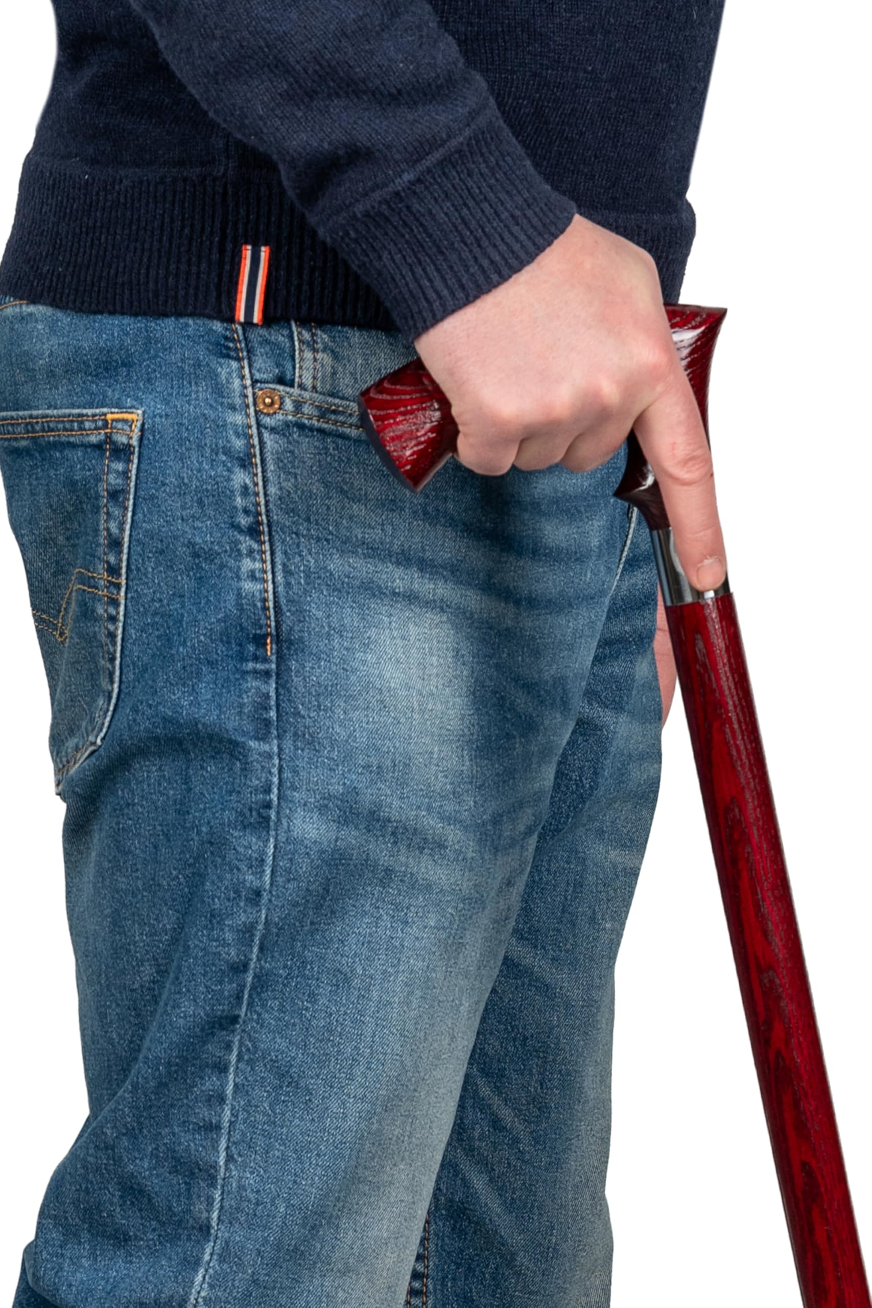 Dr. Watson Classic Duke Walking Stick – Handcrafted Ash Wood Cane with Polished Stainless Steel Collar