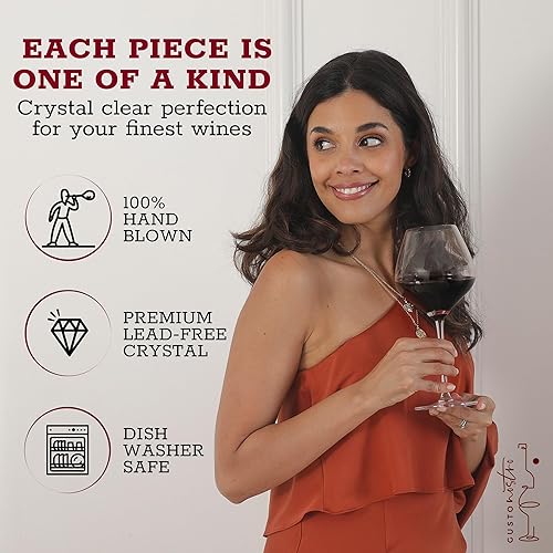 Miniatura 3 de Gusto Nostro Juego de 4 copas de vino de cristal, 22 onzas, de tallo largo, modernas, para vino blanco y tinto, aptas para lavavajillas, elegantes,