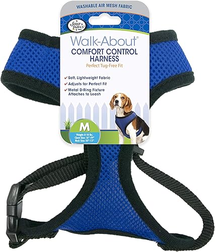 Four Paws Comfort Control - Arnés para perro, color azul, mediano