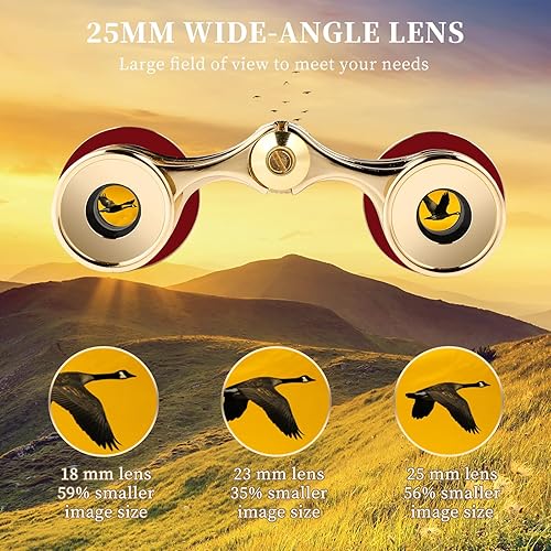 Miniatura 6 de Lentes de ópera de 3 x 25 pulgadas, mini binoculares compactos, ligeros, anteojos de teatro con cadena para adultos, niños, mujeres, teatro, ópera