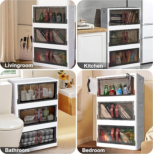 Miniatura 8 de Contenedores de almacenamiento de plástico con tapas, gabinete de almacenamiento de 200 cuartos de galón (50 galones), paquete de 5 organizadores