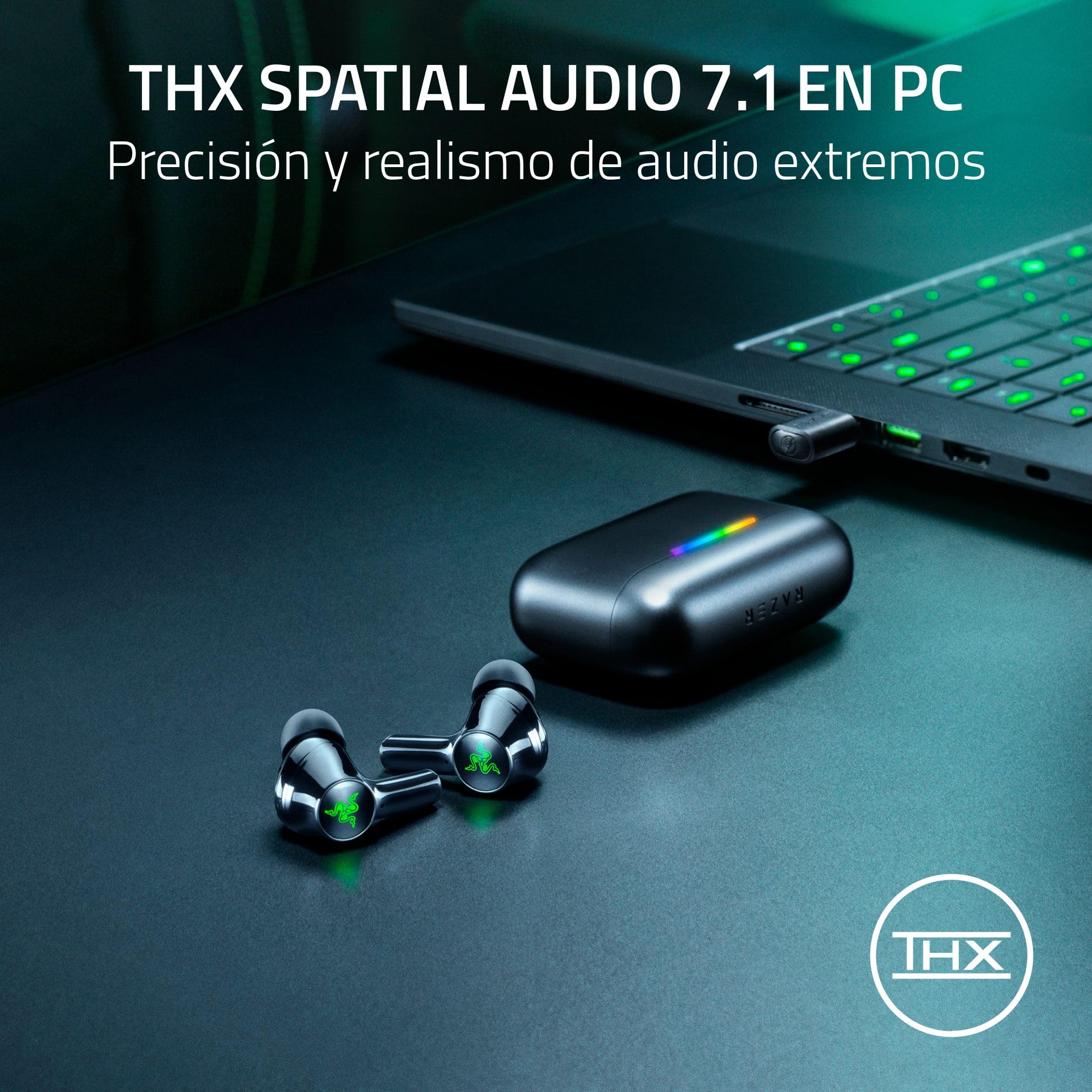 Razer Hammerhead V3 HyperSpeed - Auriculares inalámbricos Gaming multiplataforma - ANC cancelación Activa de Ruido - HyperSpeed Wireless y Bluetooth - Batería 40h - Resistentes al Agua IPX4 | Negro