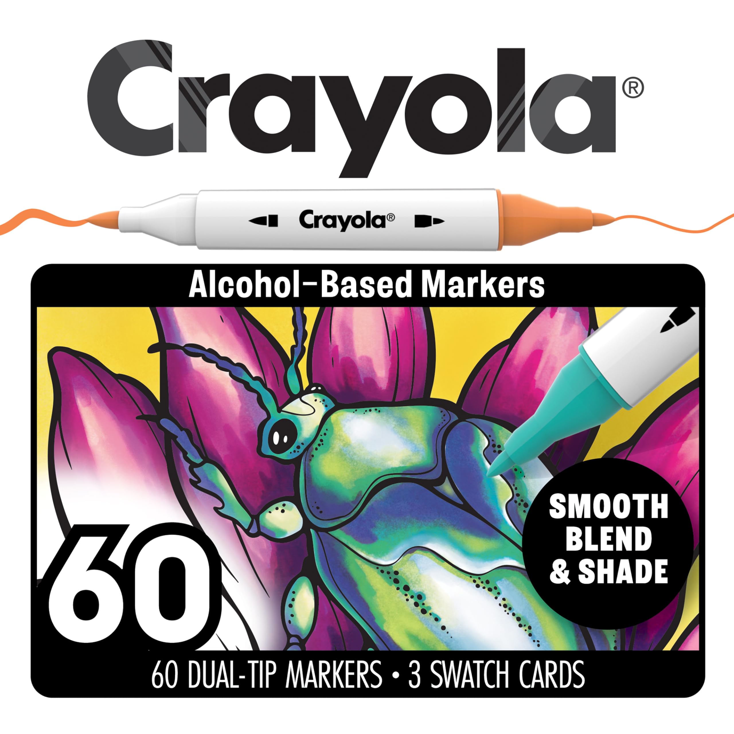 Crayola Zestaw 60 Markerow Alkoholowych, Cienka i Brush, 14+