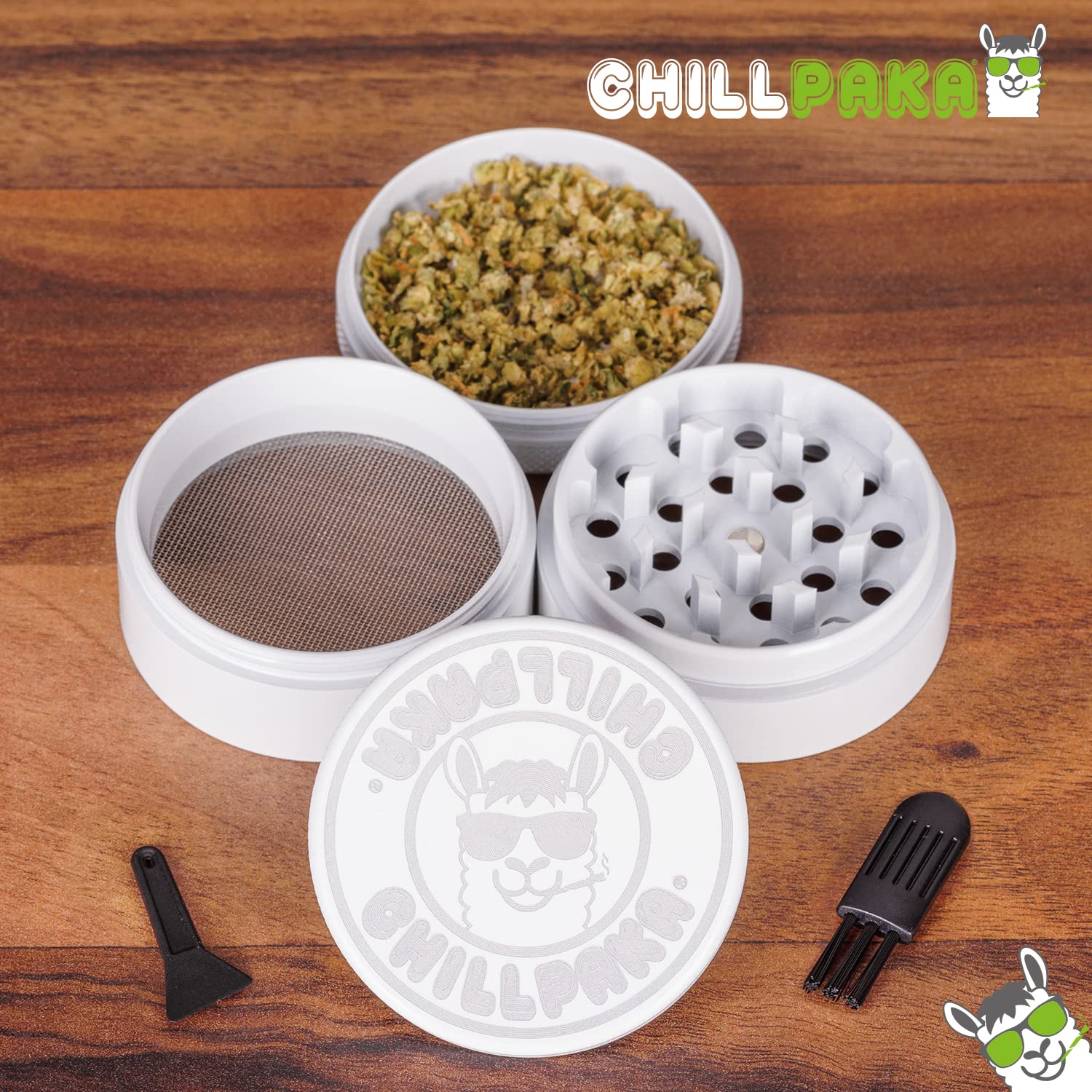 Grinder Macina Erbe In Alluminio CNC 63mm - 4 Parti, Rivestimento Ceramico, Con Sfere E Spazzola - Foto 6