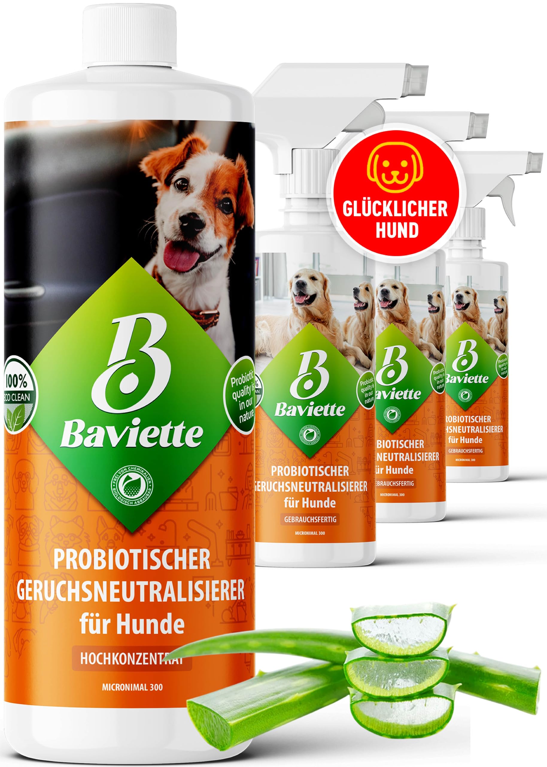 Baviette Concentré 1L – Neutralisateur d’odeurs pour foyers avec Chiens, avec Micro-organismes probiotiques naturels, sans Chlore et Doux pour Les Surfaces, pour Textiles, Meubles, Tapis et Voiture