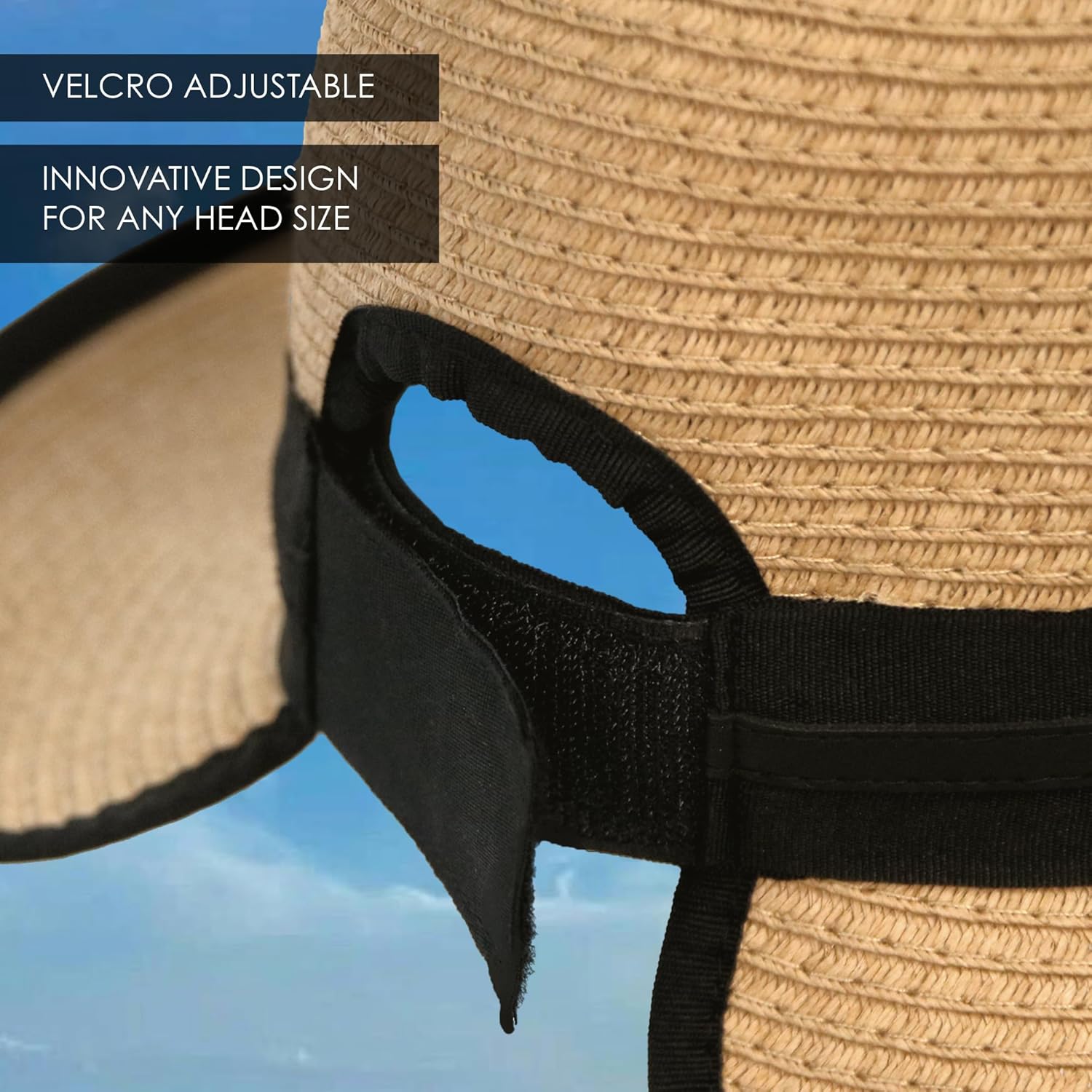 Womens Straw Sun Hat Womens Wide Brimed Floppy Hat Pool Travel Foldable Hats for Women Packable - Image 4