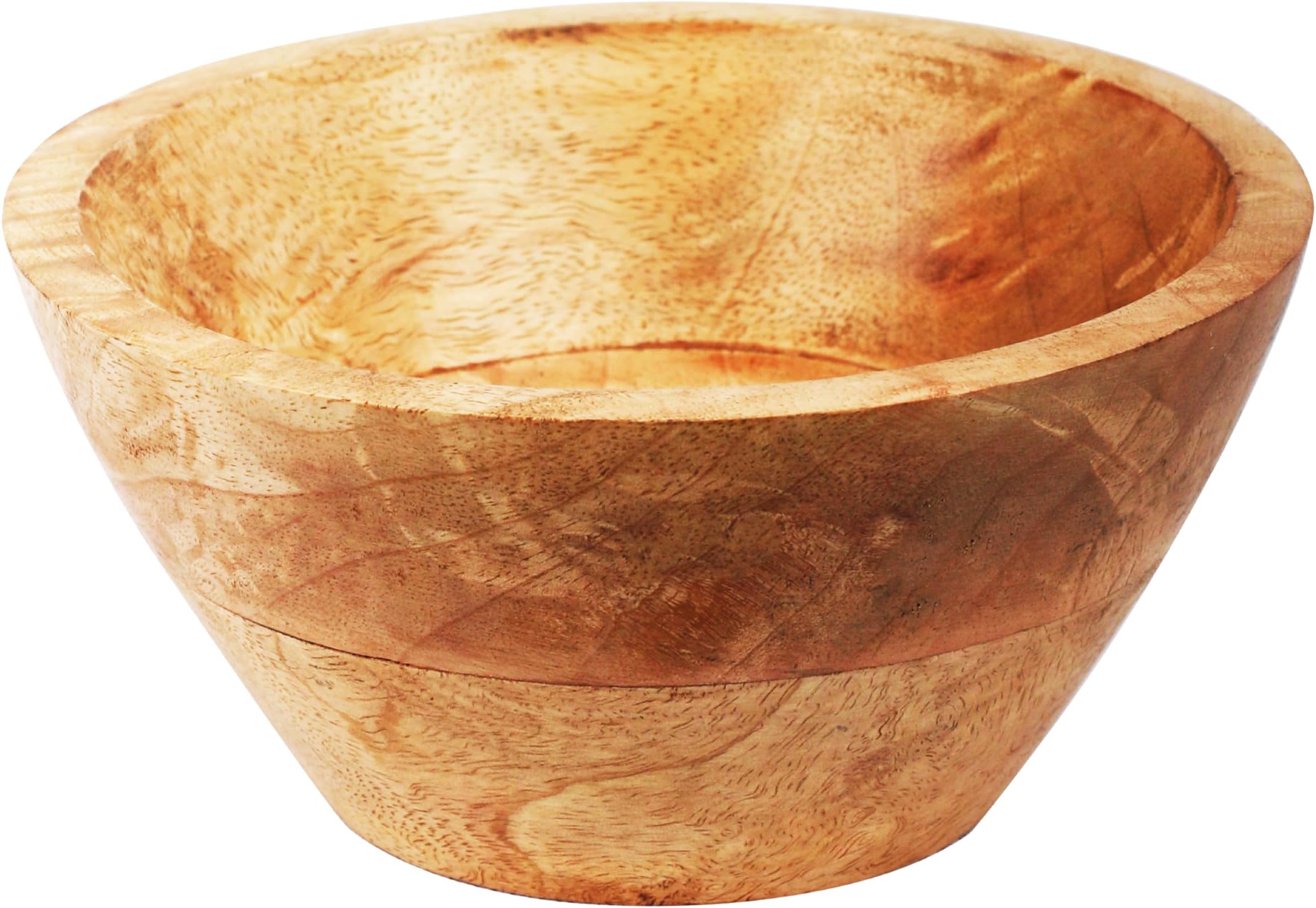 OLYNO® NatureEdge 6 Inches Natural Acacia Wood Mixing Bowl Serving Bowl | 15X15X8 Cm| For Salad, Fruits, Dough, Food, And Table Decorations | Durable Wooden Kitchenware | Made In India