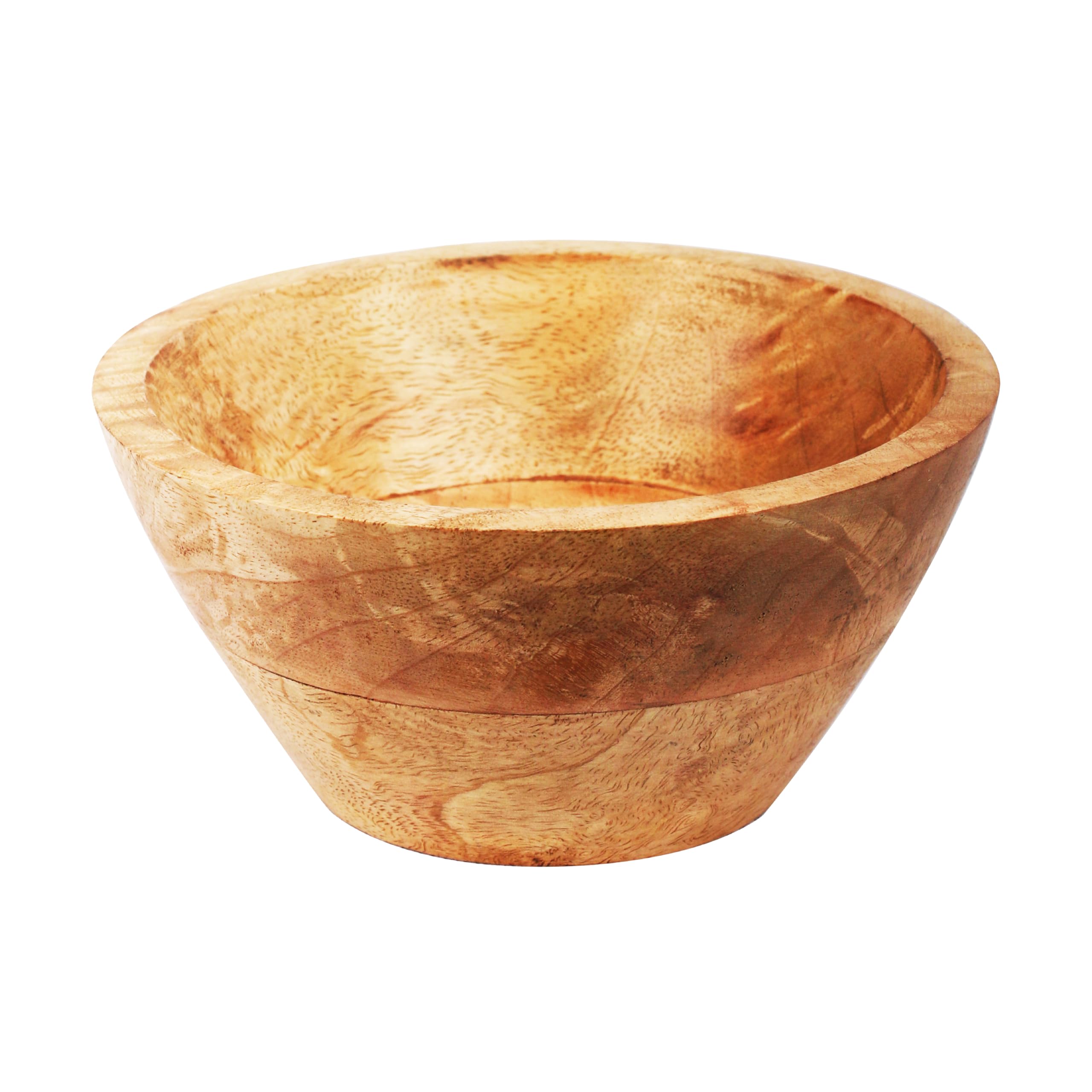 OLYNO® NatureEdge 6 Inches Natural Acacia Wood Mixing Bowl Serving Bowl | 15X15X8 Cm| For Salad, Fruits, Dough, Food, And Table Decorations | Durable Wooden Kitchenware | Made In India