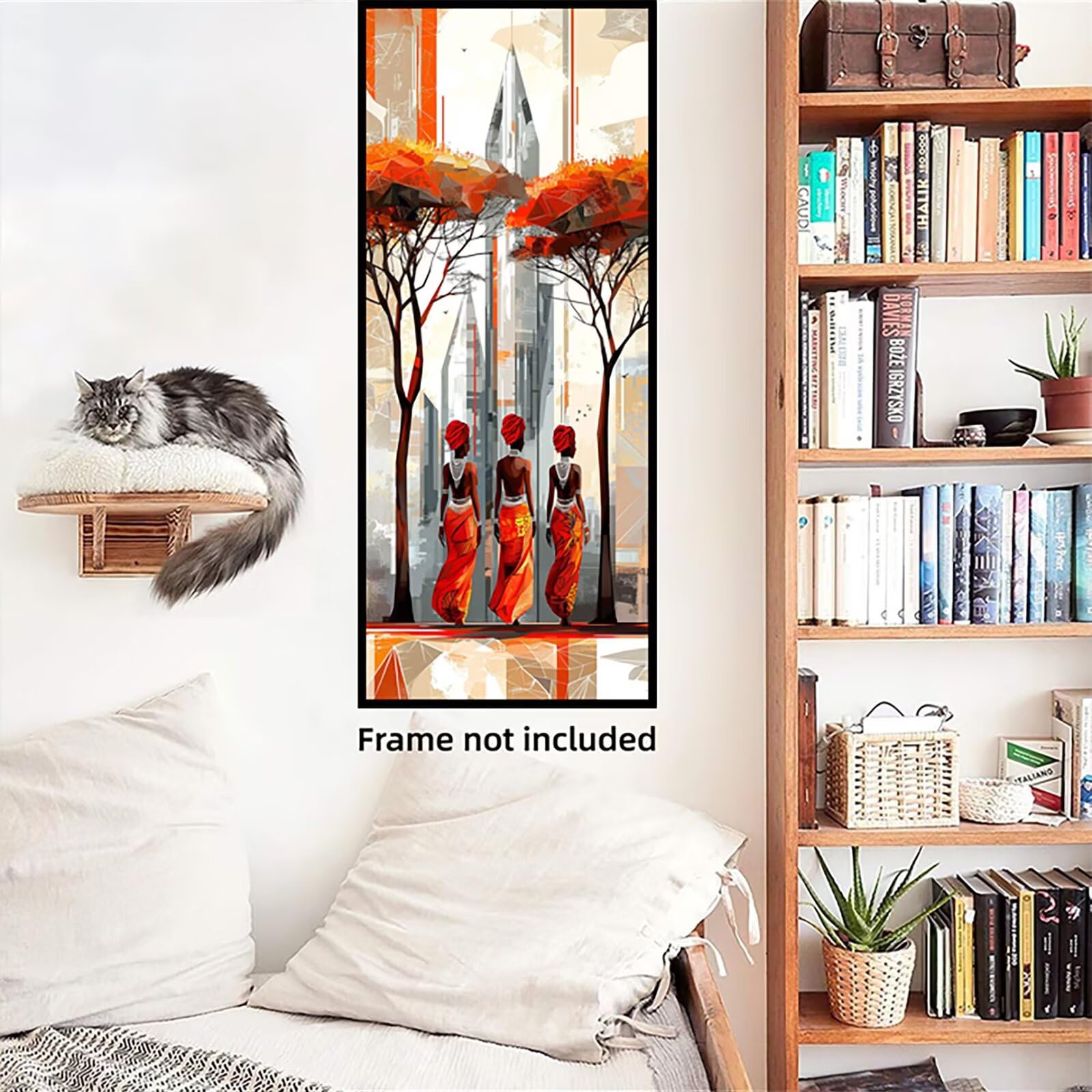 Malen Nach Zahlen 50x150cm Leinwand Aussicht Malen Nach Zahlen Erwachsene mit Ohne Rahmen, DIY Kreativ Set für Erwachsene mit Pinseln und Acrylfarbe, Deko Afrikanische Frau Landschaft Geschenk, P0M935
