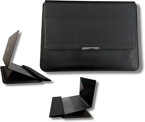 Miniatura 1 de Tun Generation Funda para laptop con soporte para portátiles de 13 a 14 pulgadas MacBook M1 Pro impermeable bolsa de cuero unisex negro