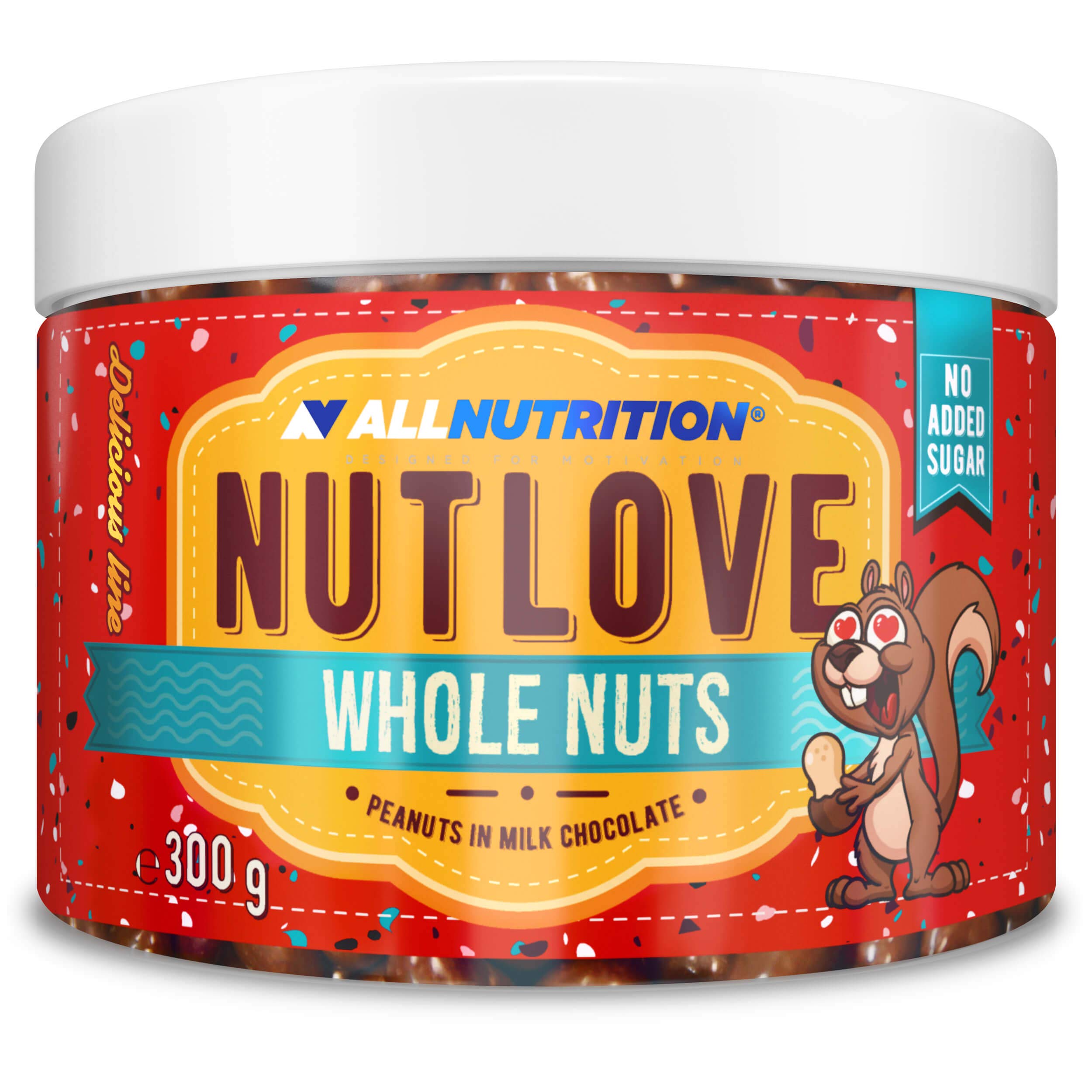 Allnutrition Nutlove Whole Nuts, Peanuts in Milk Chocolate - 300g