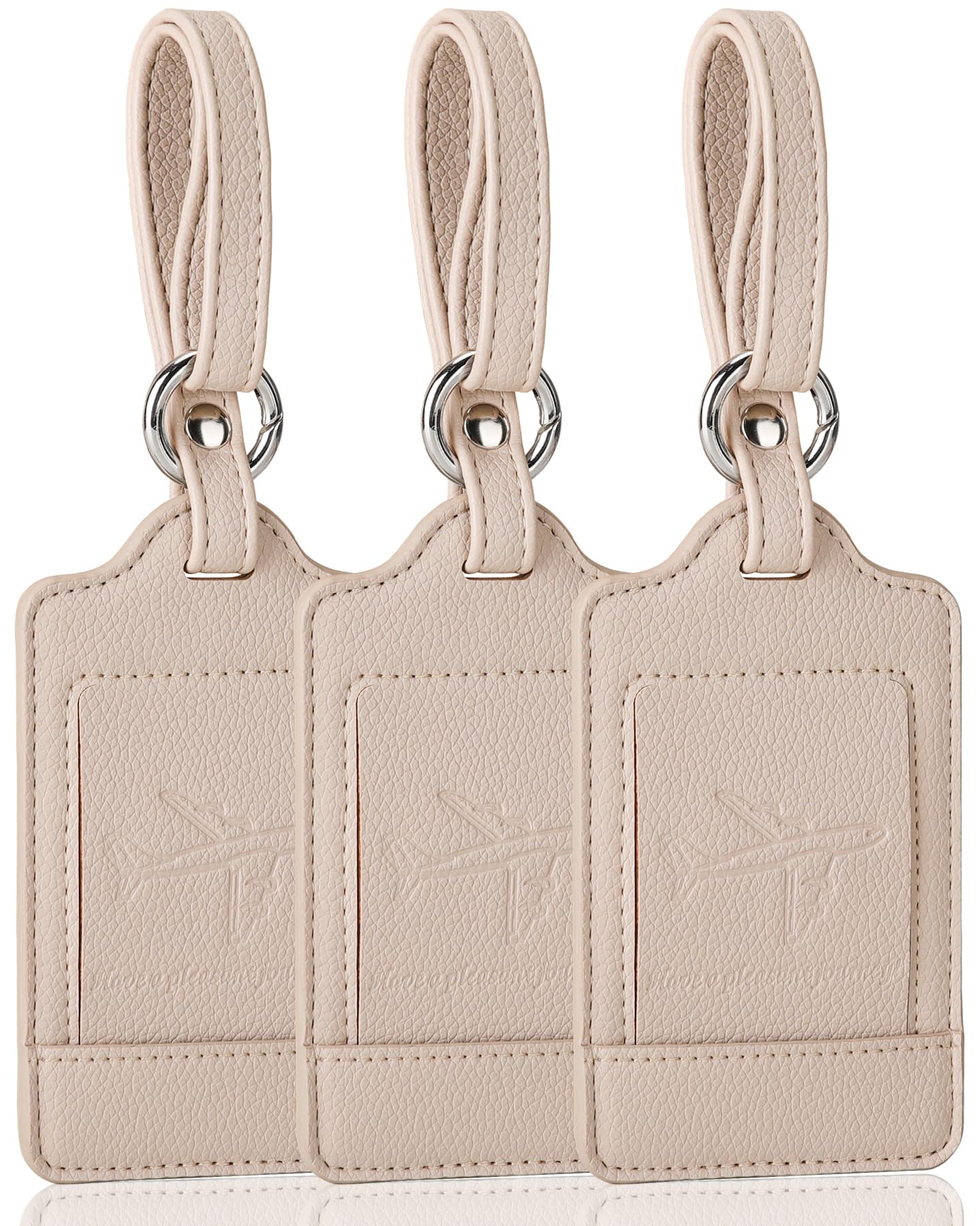 Teskyer 3 Pack Luggage Tags, PU Leather Luggage Tags for Suitcases, Luggage Labels with Name ID Card, Noticeable, Durable, Travel Accessories